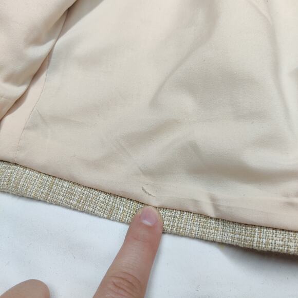 Rebecca Taylor Tweed Cropped Beaded Jeweled Blazer Beige 4 Preppy Old Money - Picture 13 of 13